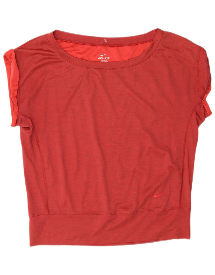 Nike Womens Dri Fit Oversized T-Shirt Top UK 16 Large Red Polyester