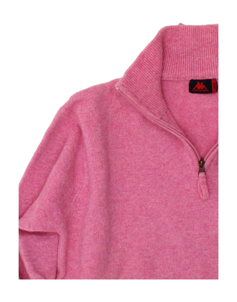 KAPPA Womens Zip Neck Jumper Sweater UK 16 Large Pink Wool | Vintage Kappa | Thrift | Second-Hand Kappa | Used Clothing | Messina Hembry 