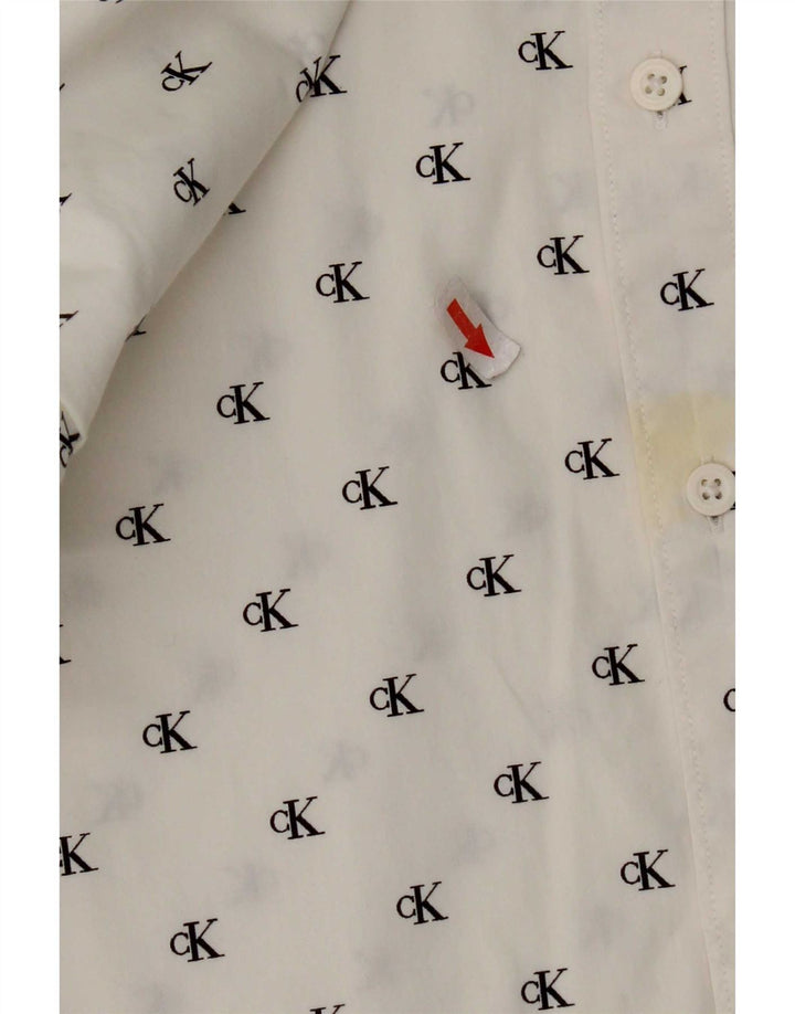 Calvin Klein Jeans Mens Graphic Slim Fit Shirt Medium White Cotton
