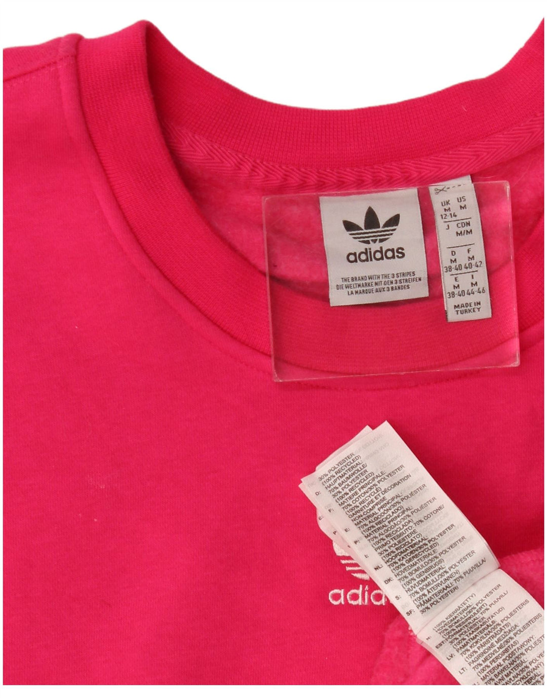 Adidas Womens Oversized Sweatshirt Jumper UK 12/14 Medium Pink Polyester