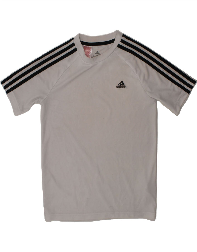 ADIDAS Boys Aeroready T-Shirt Top 11-12 Years White Polyester Vintage Adidas and Second-Hand Adidas from Messina Hembry 