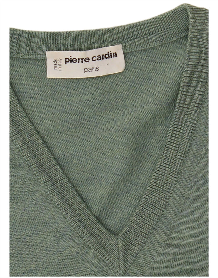 Pierre Cardin Mens V-Neck Jumper Sweater Medium Green