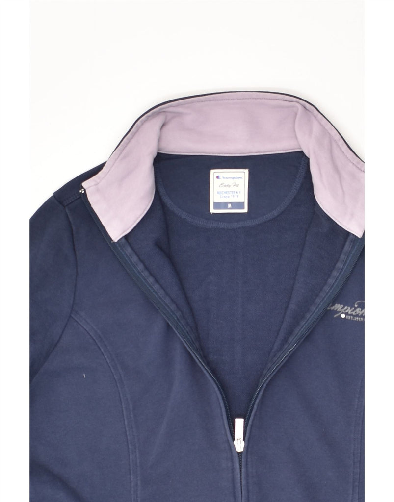 CHAMPION Womens Easy Fit Tracksuit Top Jacket UK 12 Medium Navy Blue | Vintage Champion | Thrift | Second-Hand Champion | Used Clothing | Messina Hembry 