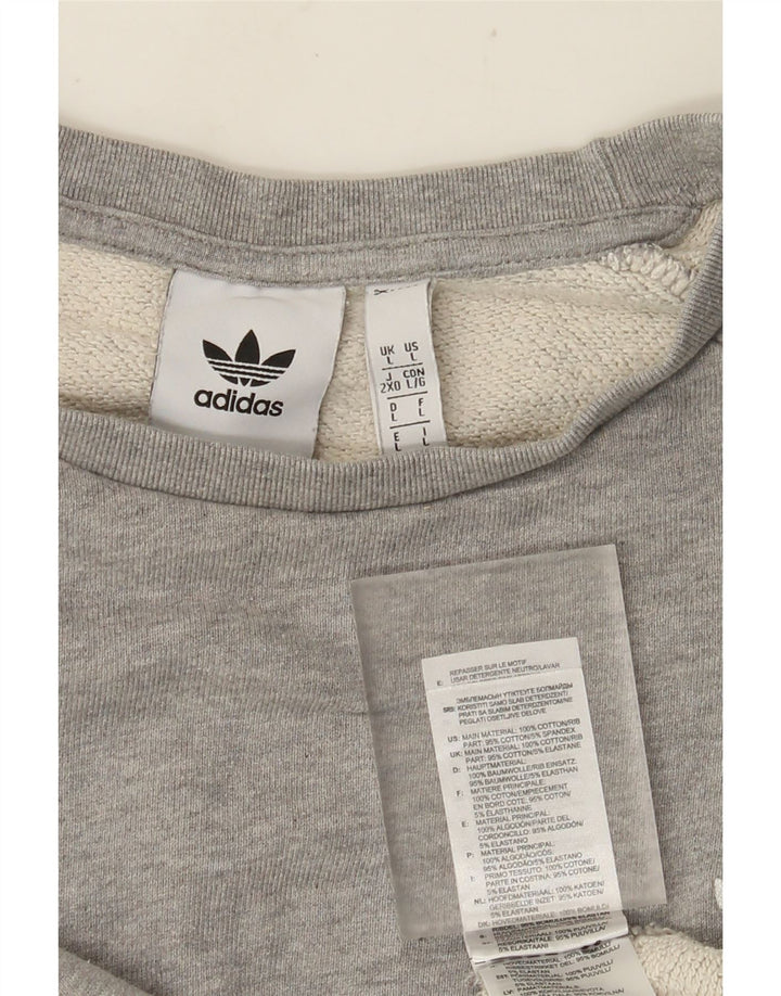 Adidas Mens Sweatshirt Jumper Large Grey Flecked Cotton
