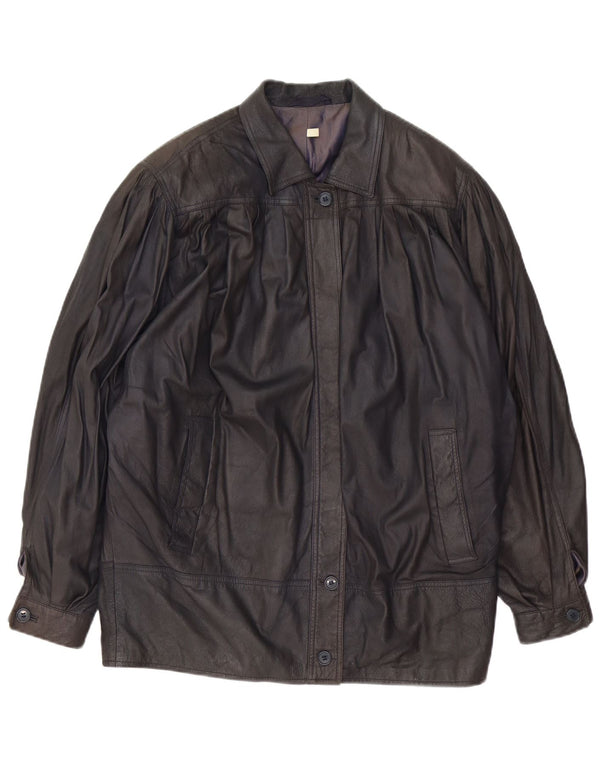 CONBIPEL Womens Oversized Leather Jacket UK 18 XL Brown Leather