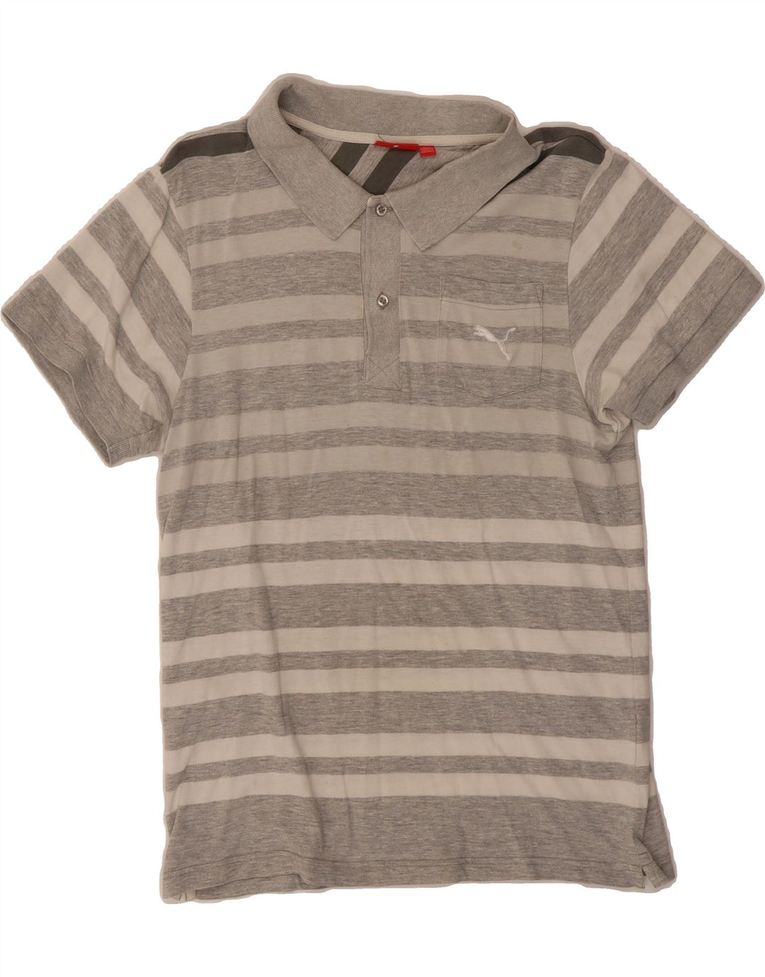 PUMA Mens Polo Shirt Small Grey Striped Vintage Puma and Second-Hand Puma from Messina Hembry 