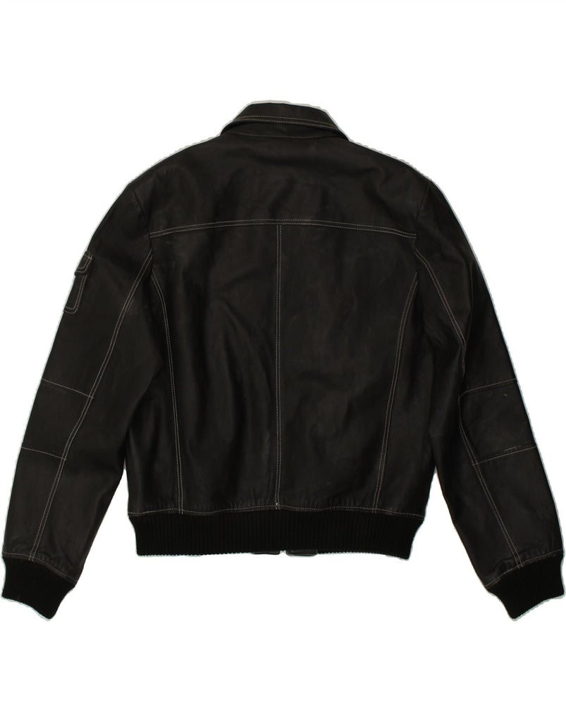 KARA Mens Leather Bomber Jacket IT 52 XL Black | Vintage Kara | Thrift | Second-Hand Kara | Used Clothing | Messina Hembry 