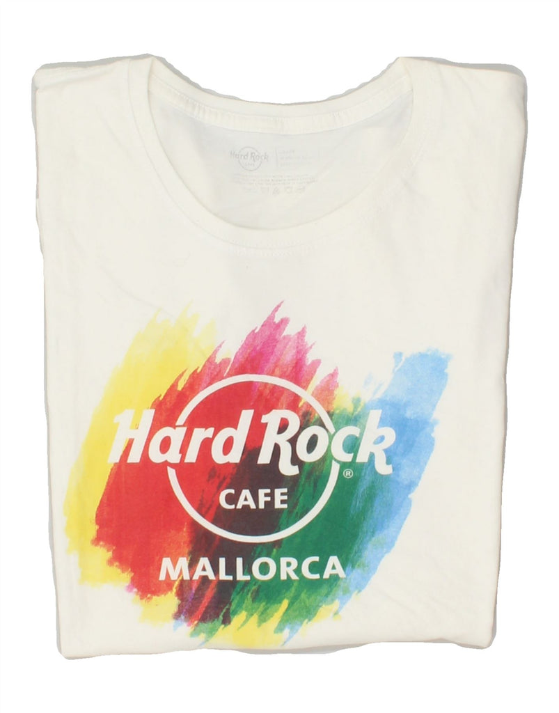 HARD ROCK CAFE Womens Mallorca Graphic T-Shirt Top UK 16 Large White | Vintage Hard Rock Cafe | Thrift | Second-Hand Hard Rock Cafe | Used Clothing | Messina Hembry 