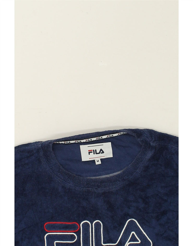 FILA Womens Sweatshirt Jumper UK 14 Medium Navy Blue Polyester | Vintage Fila | Thrift | Second-Hand Fila | Used Clothing | Messina Hembry 