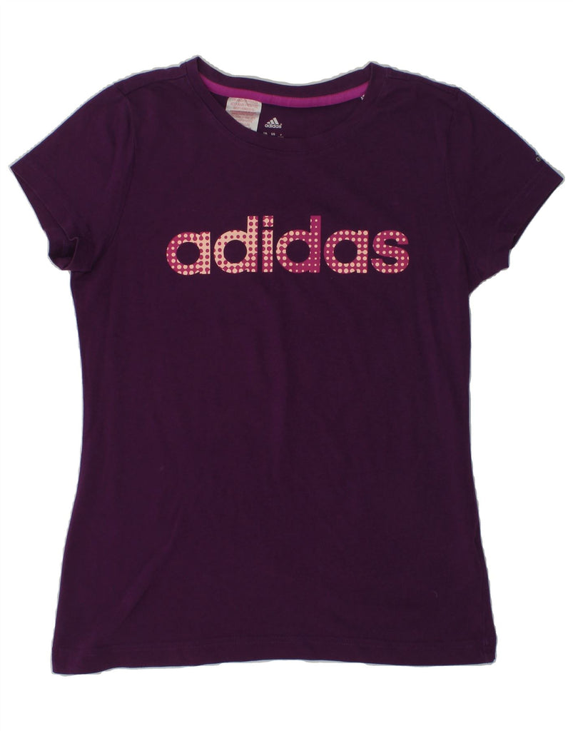 ADIDAS Girls Graphic T-Shirt Top 13-14 Years Purple Cotton | Vintage Adidas | Thrift | Second-Hand Adidas | Used Clothing | Messina Hembry 