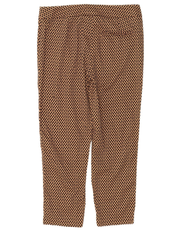 Marks & Spencer Womens Cropped Trousers UK 10 Small W32 L24 Brown Geometric
