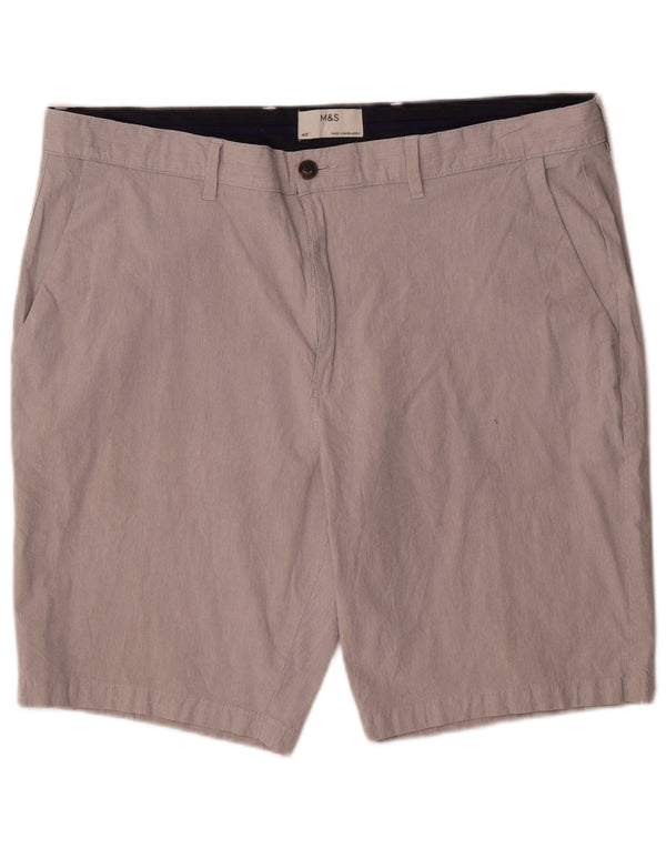 Marks & Spencer Mens Chino Shorts W40 XL Grey Pinstripe Cotton