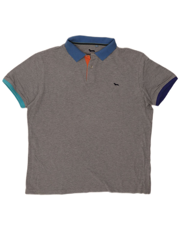 Harmont & Blaine Mens Regular Fit Polo Shirt 3XL Grey Colourblock Cotton
