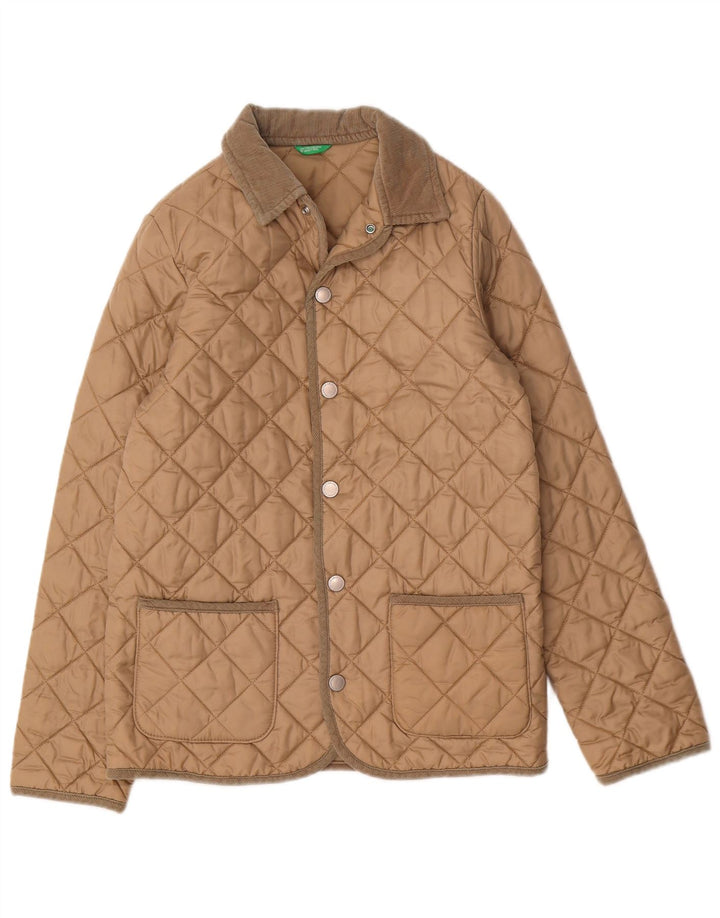 Benetton Boys Quilted Jacket 11-12 Years 2XL Beige Polyamide