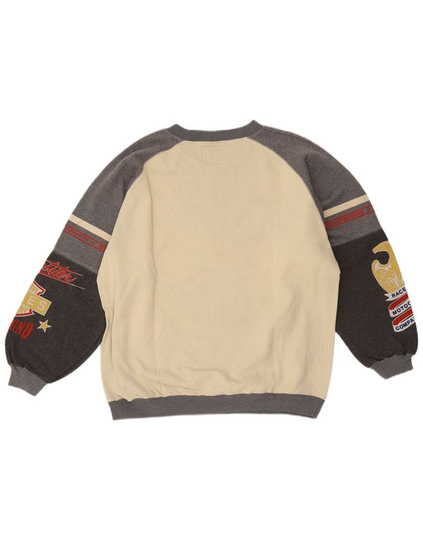 Foxhound Mens Graphic Sweatshirt Jumper Medium Off White Colourblock Cotton