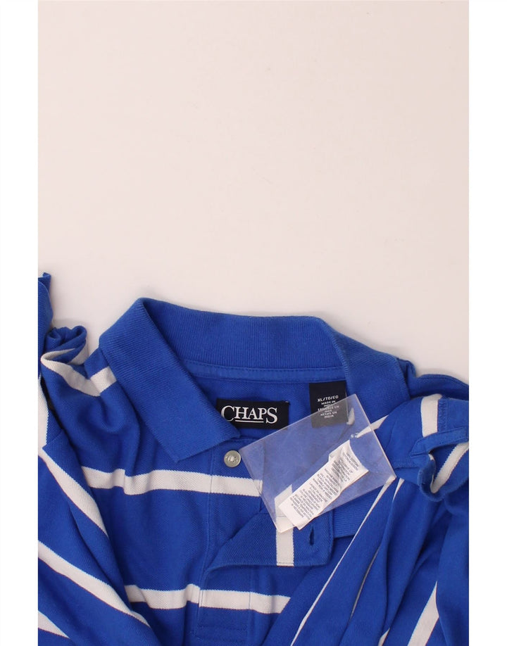 CHAPS Mens Polo Shirt XL Blue Striped Cotton Vintage Chaps and Second-Hand Chaps from Messina Hembry 