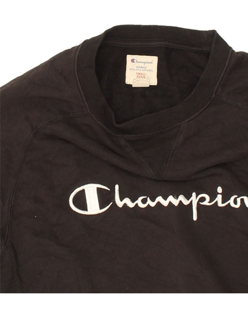 CHAMPION Mens Graphic Sweatshirt Jumper Small Black Cotton | Vintage Champion | Thrift | Second-Hand Champion | Used Clothing | Messina Hembry 