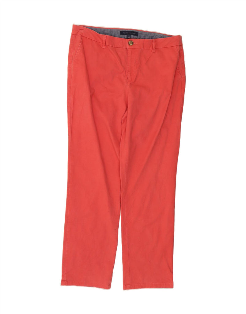 TOMMY HILFIGER Womens Straight Chino Trousers US 12 Large W34 L29 Red Vintage Tommy Hilfiger and Second-Hand Tommy Hilfiger from Messina Hembry 