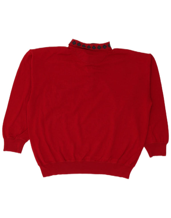 Paul & Shark Mens Polo Neck Jumper Sweater XL Red Argyle/Diamond