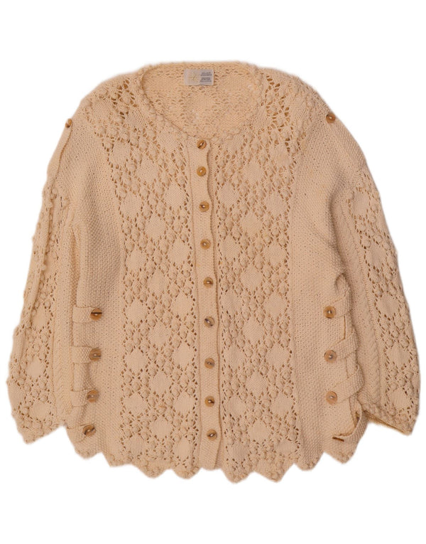 Golden Spiderweb Womens Cardigan Sweater UK 18 XL Off White Cotton