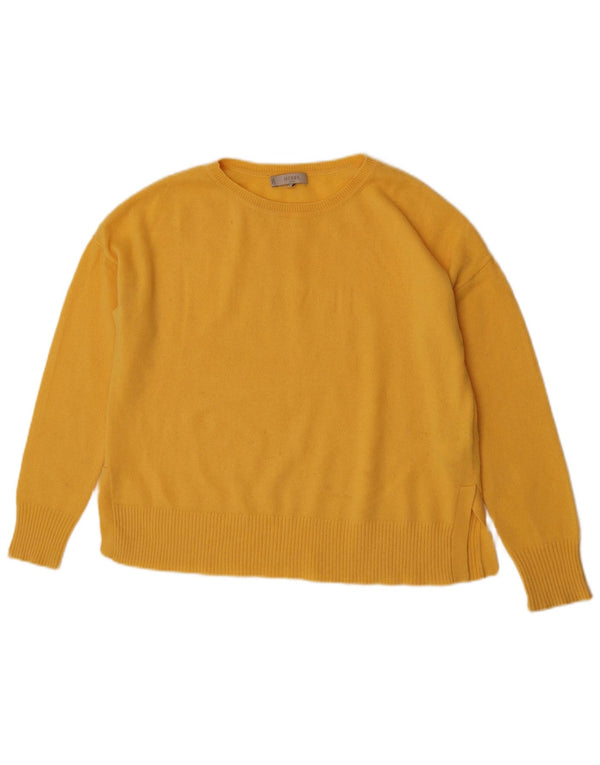 Hobbs Womens Oversized Boat Neck Jumper Sweater UK 10 Small Yellow Cashmere