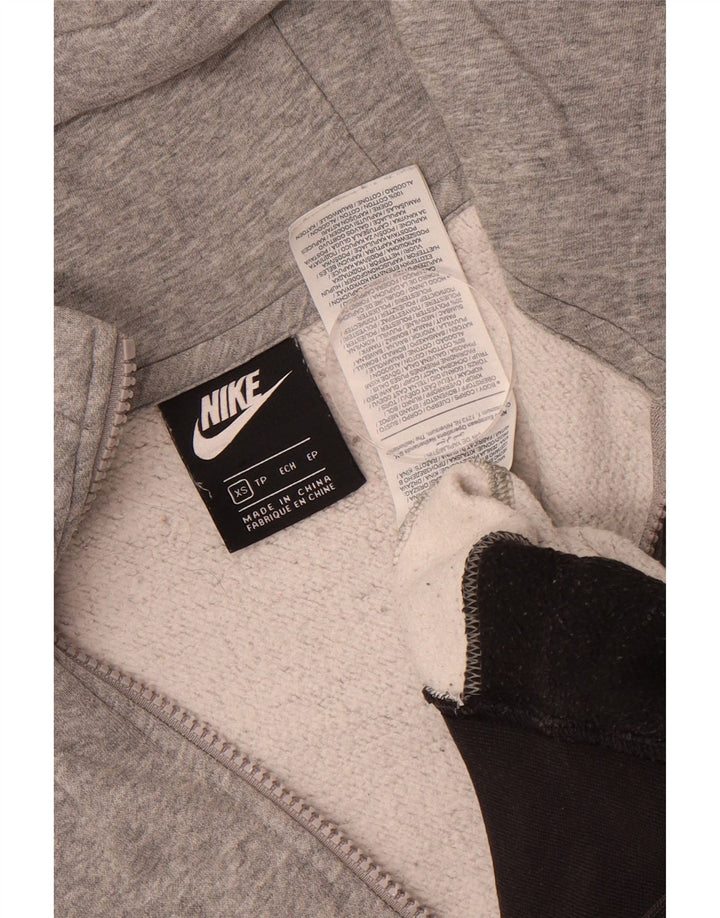 NIKE Mens Zip Neck Zip Hoodie Sweater XS Grey Colourblock Cotton
