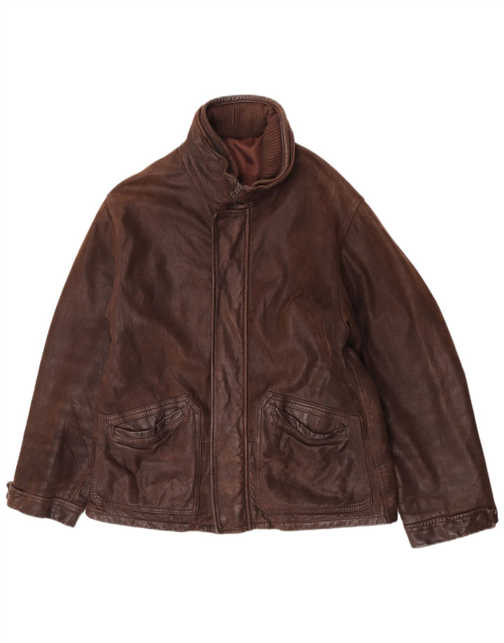 Vintage Mens Leather Jacket IT 50 Large Brown Leather