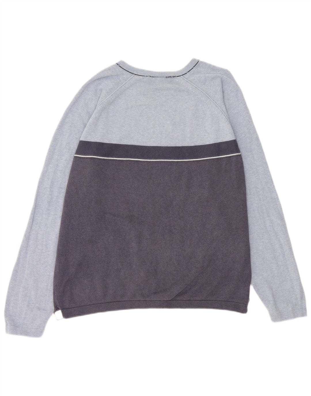 Gap Mens V-Neck Jumper Sweater Medium Blue Colourblock Cotton