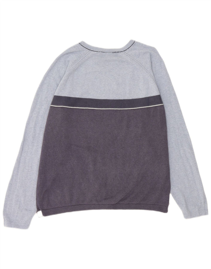 Gap Mens V-Neck Jumper Sweater Medium Blue Colourblock Cotton