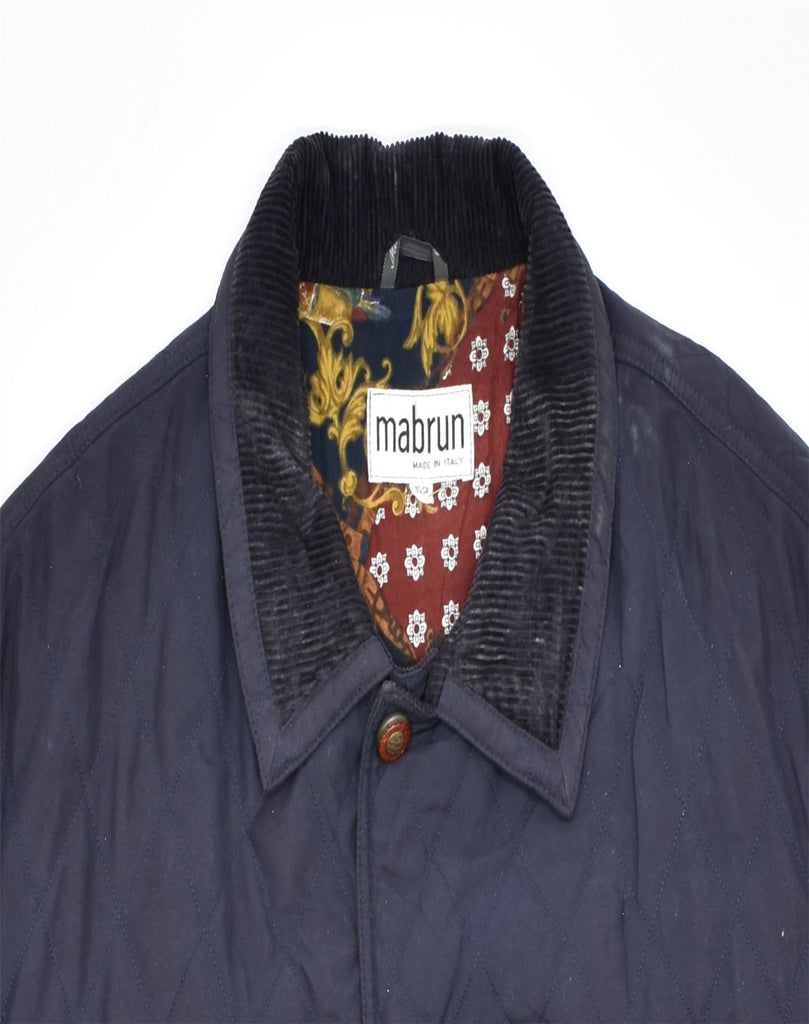 MABRUN Mens Quilted Jacket IT 52 XL Navy Blue Cotton | Vintage | Thrift | Second-Hand | Used Clothing | Messina Hembry 