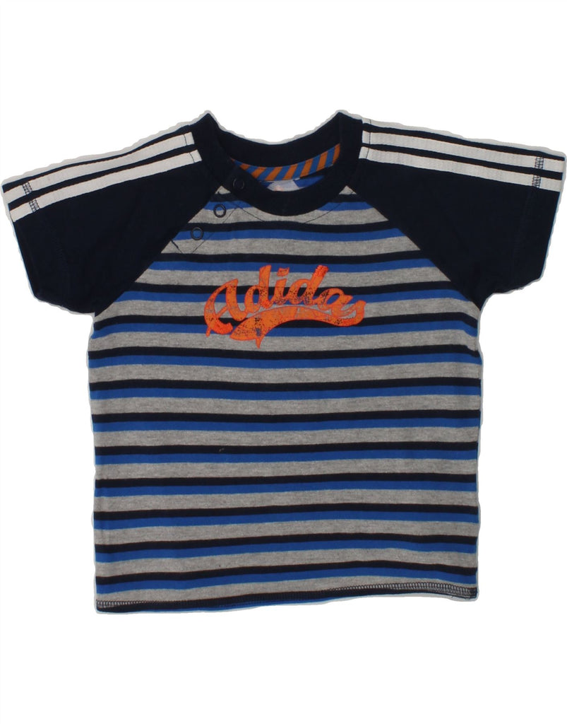 ADIDAS Baby Boys Graphic T-Shirt Top 12-18 Months Grey Striped Cotton | Vintage Adidas | Thrift | Second-Hand Adidas | Used Clothing | Messina Hembry 