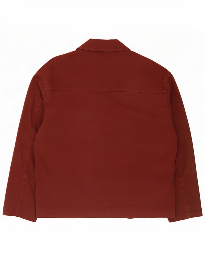 Zara Mens Bomber Jacket UK 40 Large Burgundy Cotton
