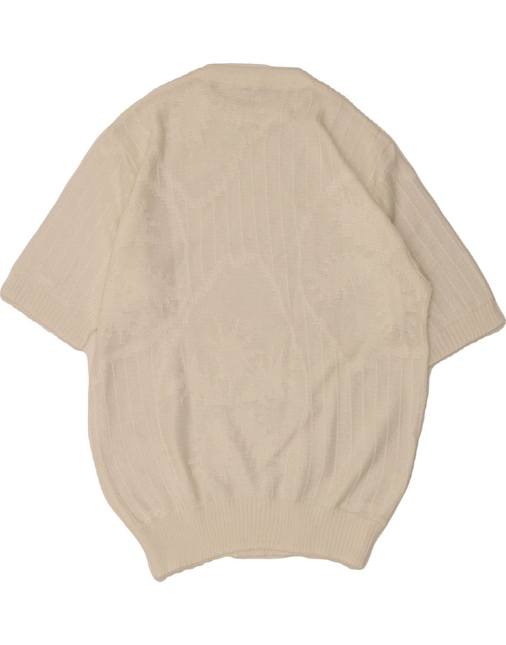 VINTAGE Womens Crew Neck Jumper Sweater IT 44 Medium White Striped Vintage Vintage and Second-Hand Vintage from Messina Hembry 