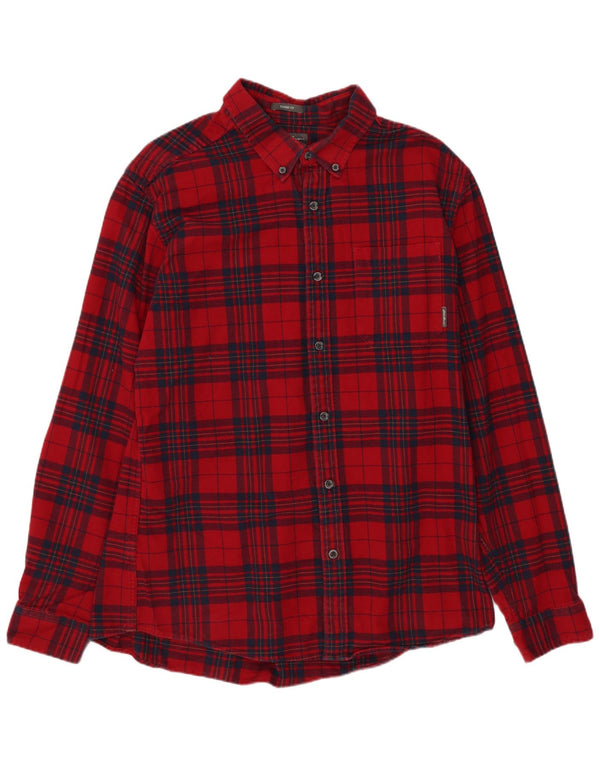 Eddie Bauer Mens Classic Fit Flannel Shirt Large Red Plaid Cotton