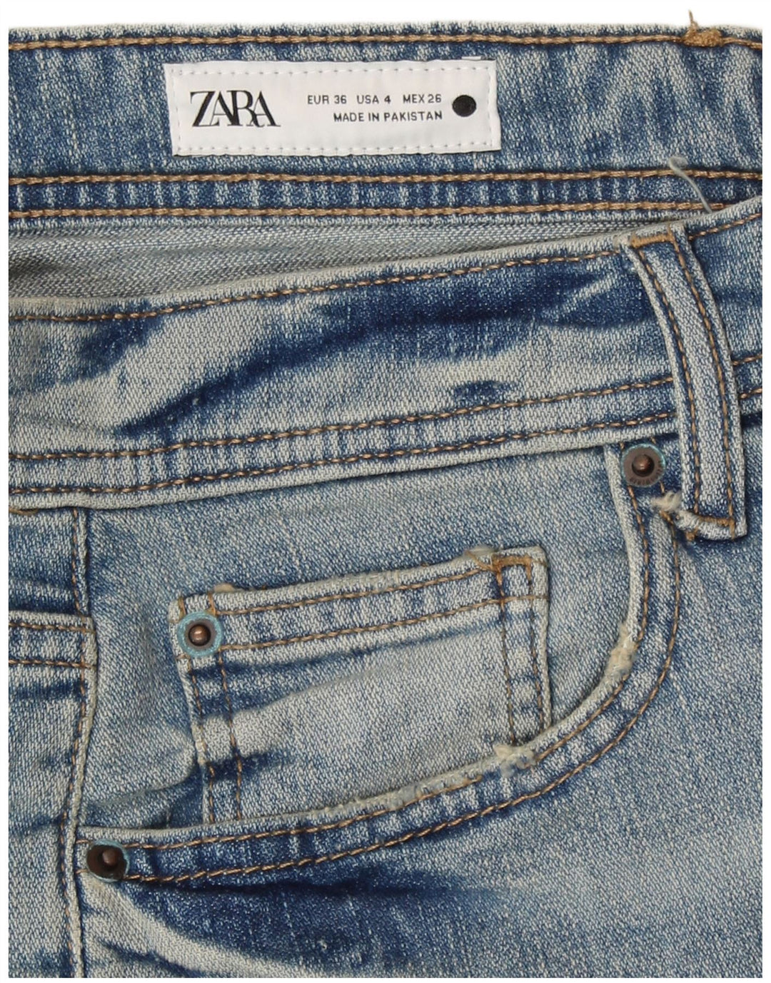 Zara Womens Cropped Jeans EU 36 XS W26 L24 Blue