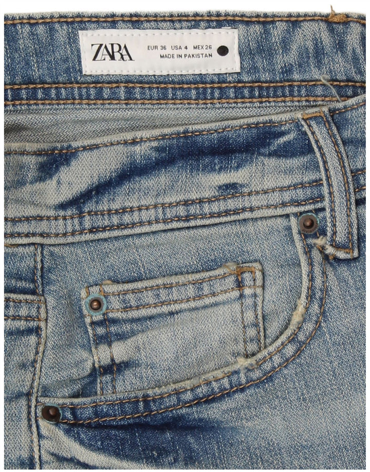 Zara Womens Cropped Jeans EU 36 XS W26 L24 Blue