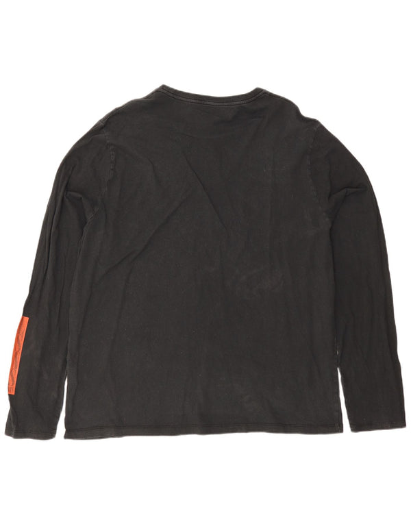 All Saints Mens Relaxed Fit Top Long Sleeve 2XL Black Colourblock