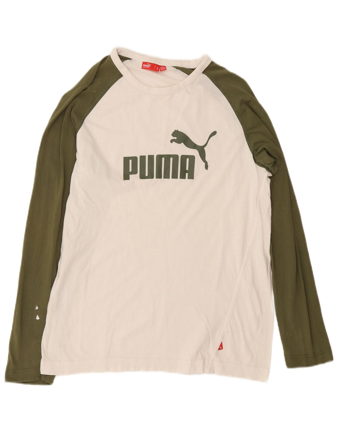 Puma Mens Graphic T-Shirt Long Sleeve Medium White Colourblock