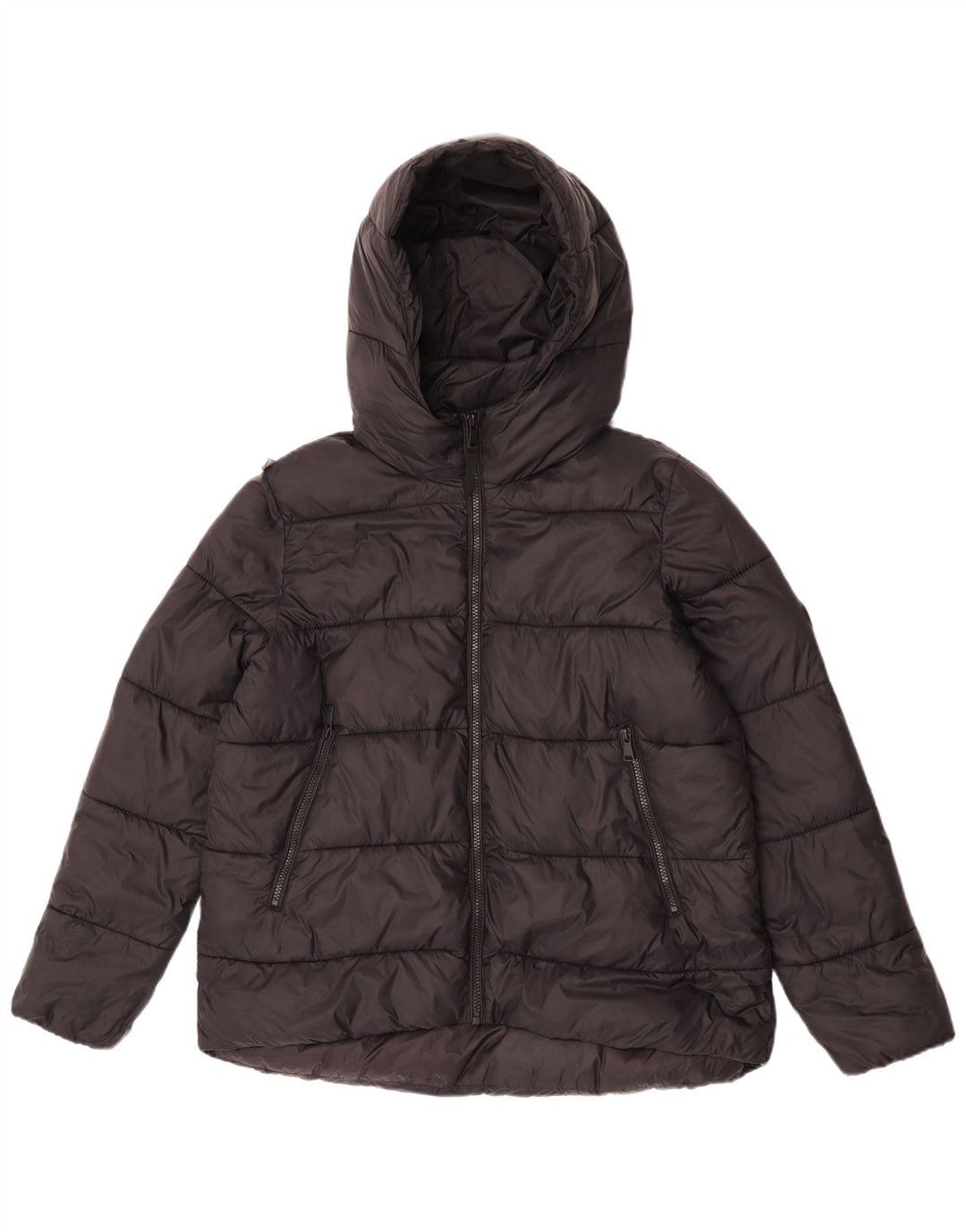 Zara Womens Hooded Padded Jacket UK 14 Medium Black Nylon