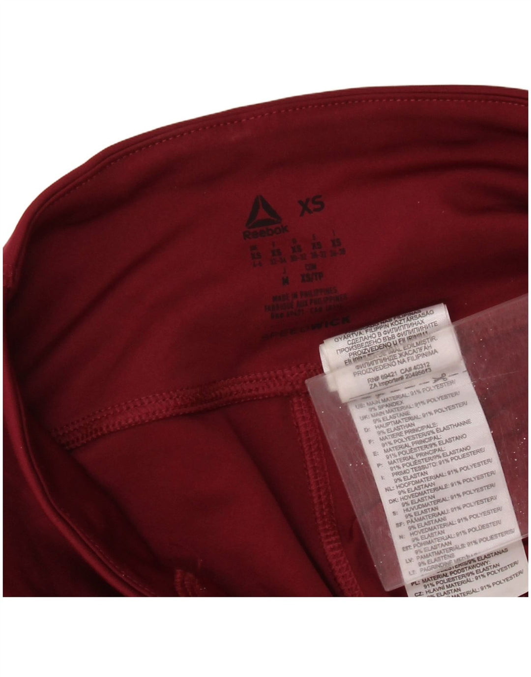 REEBOK Womens Leggings UK 4/6 XS  Maroon Colourblock Polyester