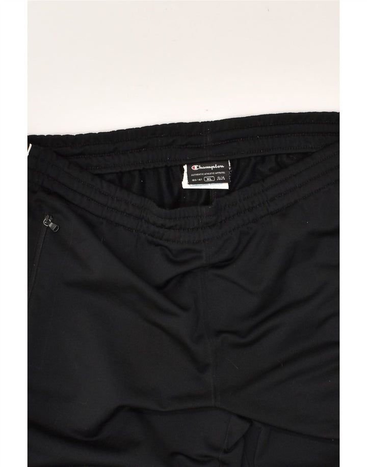 CHAMPION Boys Graphic Tracksuit Trousers 13-14 Years XL  Black Polyester | Vintage Champion | Thrift | Second-Hand Champion | Used Clothing | Messina Hembry 