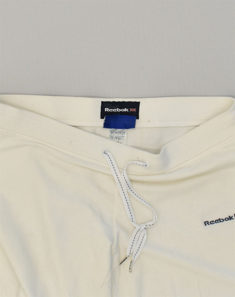 REEBOK Womens Tracksuit Trousers UK 14 Medium White Cotton | Vintage Reebok | Thrift | Second-Hand Reebok | Used Clothing | Messina Hembry 