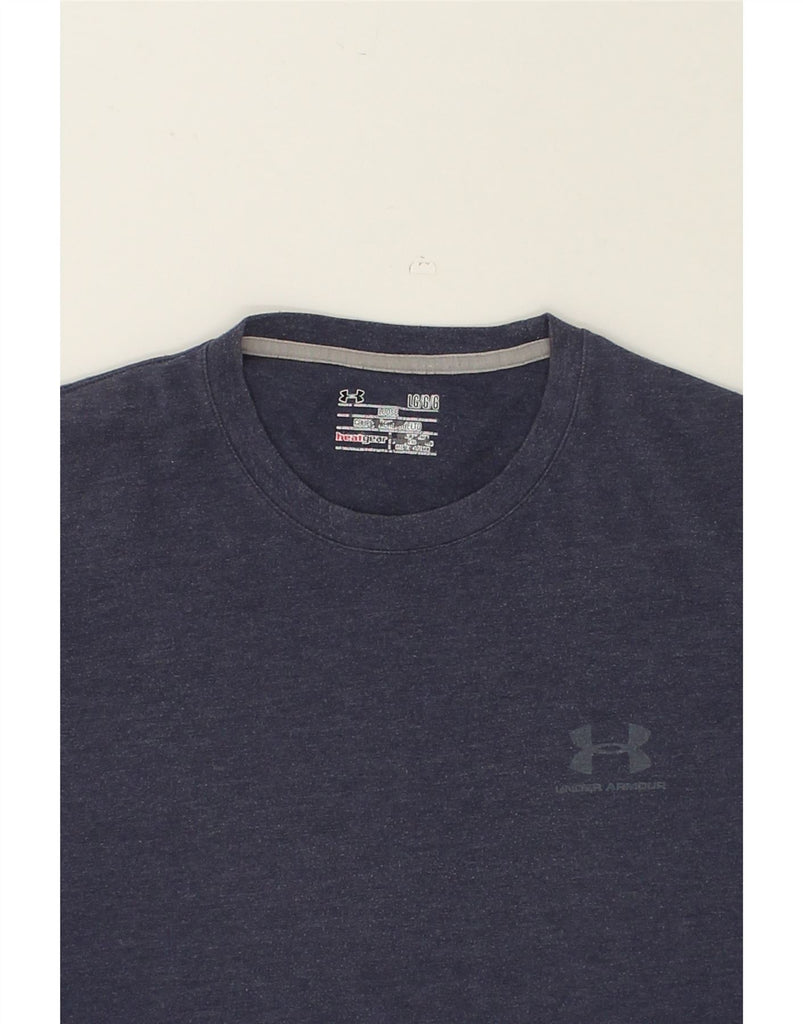 UNDER ARMOUR Mens Heat Gear T-Shirt Top Large Navy Blue Cotton | Vintage Under Armour | Thrift | Second-Hand Under Armour | Used Clothing | Messina Hembry 