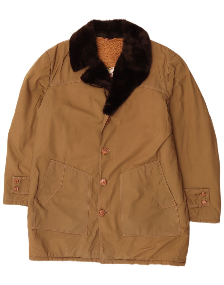 Vintage Mens Sherpa Overcoat IT 58 4XL Beige