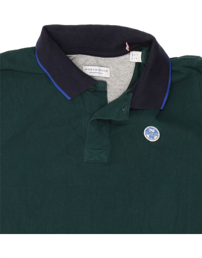 NORTH SAILS Mens Long Sleeve Polo Shirt Medium Green Cotton Vintage North Sails and Second-Hand North Sails from Messina Hembry 