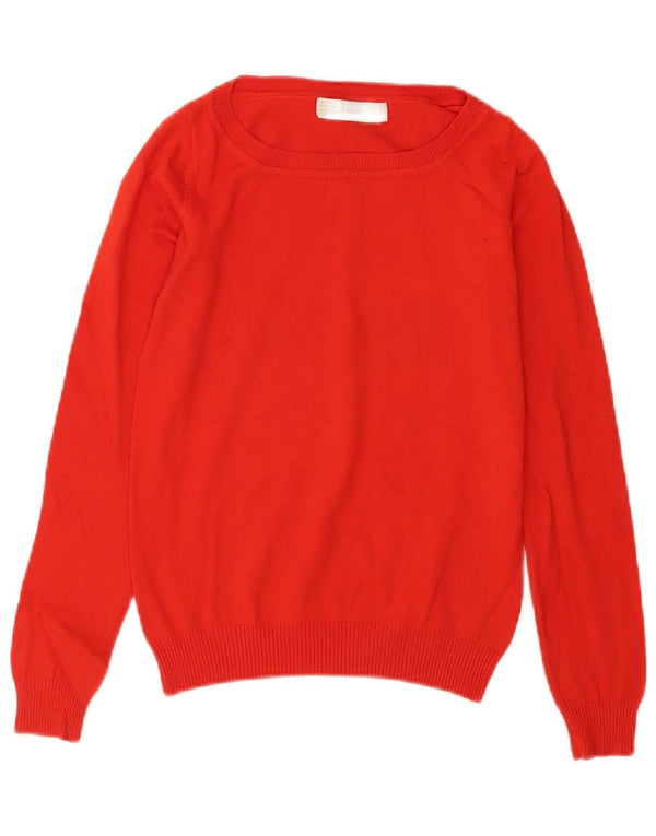 Zara Womens Boat Neck Jumper Sweater UK 8 Small Orange Cotton