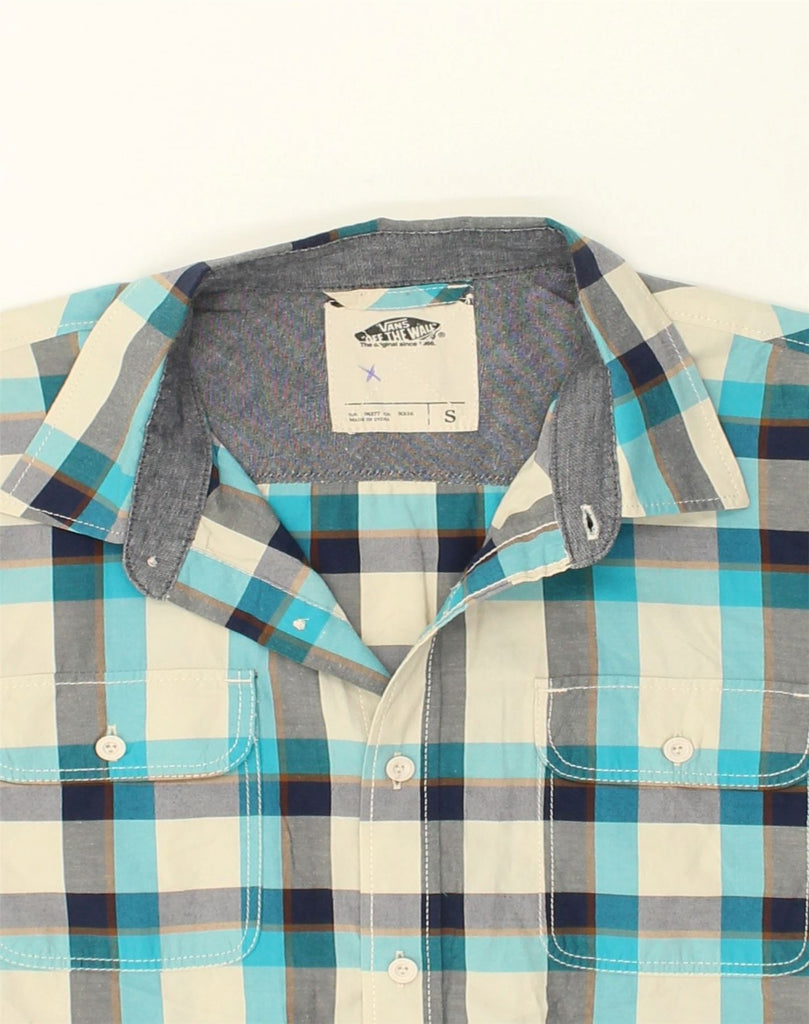 VANS Mens Short Sleeve Shirt Small Blue Check Cotton | Vintage Vans | Thrift | Second-Hand Vans | Used Clothing | Messina Hembry 