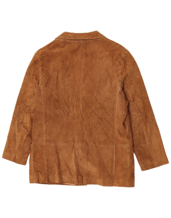 Vintage Mens 1 Button Suede Blazer Jacket UK 36 Small Brown