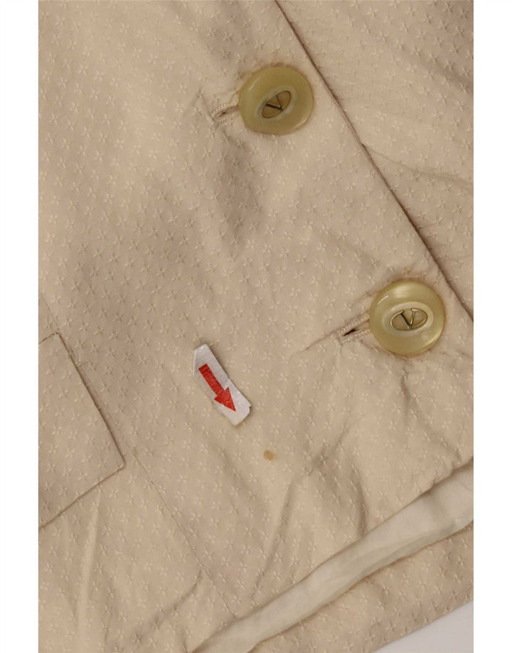 Vintage Womens 3 Button Blazer Jacket UK 14 Medium Beige Silk