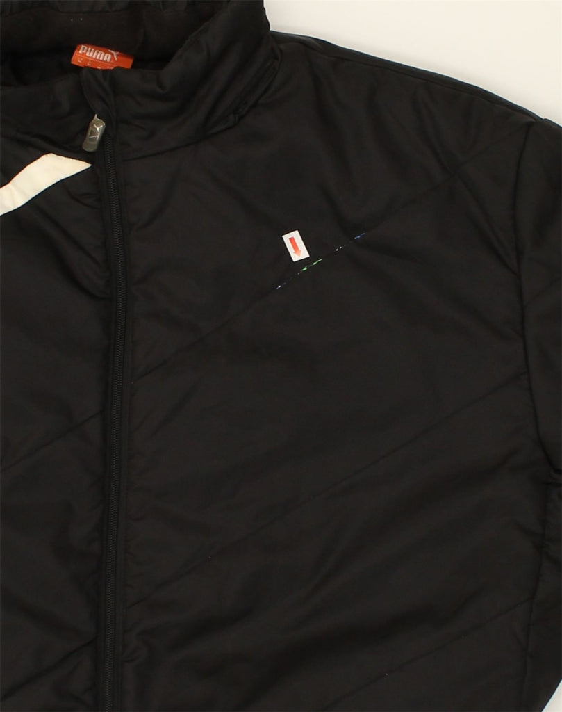 PUMA Mens Padded Jacket UK 38 Medium Black Nylon | Vintage Puma | Thrift | Second-Hand Puma | Used Clothing | Messina Hembry 